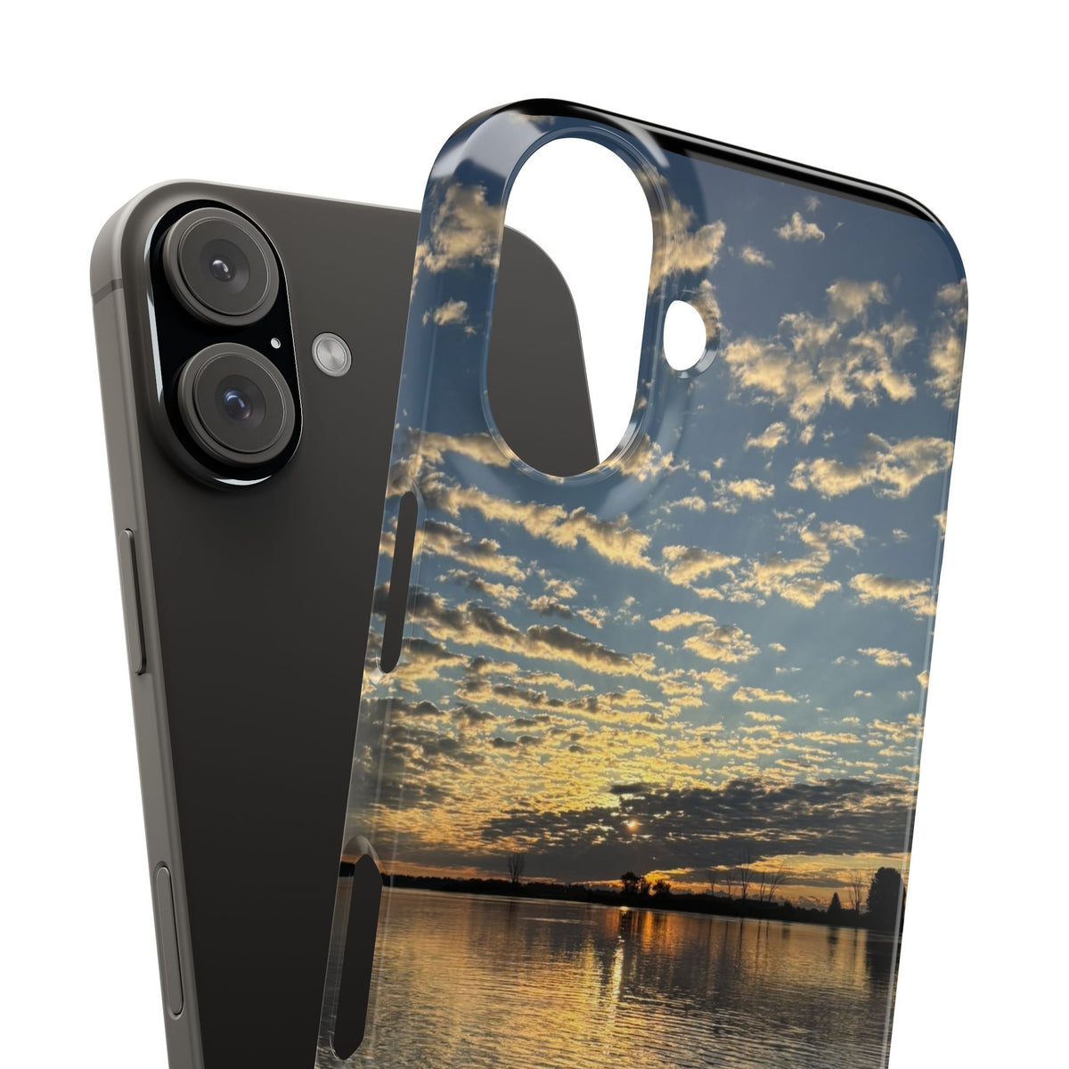 Coque de Téléphone Coucher de Soleil sur le Lac – Reflet Panoramique sur l'Eau